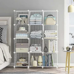 12 Bölmeli Tel Küp Çok Amaçlı Organizer Raf Beyaz 33cm Mutfak, Oyuncak, Kiler, Depolama Rafı - 1