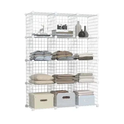 12 Bölmeli Tel Küp Çok Amaçlı Organizer Raf Beyaz 33cm Mutfak, Oyuncak, Kiler, Depolama Rafı - 3