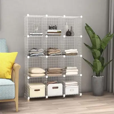 12 Bölmeli Tel Küp Çok Amaçlı Organizer Raf Beyaz 33cm Mutfak, Oyuncak, Kiler, Depolama Rafı - 4