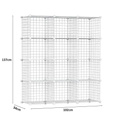 12 Bölmeli Tel Küp Çok Amaçlı Organizer Raf Beyaz 33cm Mutfak, Oyuncak, Kiler, Depolama Rafı - 5