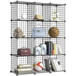 12 Bölmeli Tel Küp Çok Amaçlı Organizer Raf Siyah 33cm Mutfak, Oyuncak, Kiler, Depolama Rafı - 2