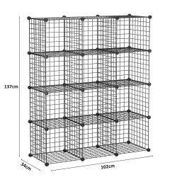 12 Bölmeli Tel Küp Çok Amaçlı Organizer Raf Siyah 33cm Mutfak, Oyuncak, Kiler, Depolama Rafı - 5