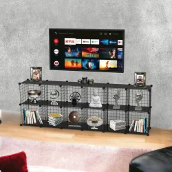 12'li Plastik Raflı Tel Küp Çok Amaçlı Organizer Raf Siyah 33cm - 2