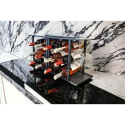 2 ADET 6 BÖLMELİ TEZGAHÜSTÜ ŞARAP STANDI MODEL-1 SİYAH - 1