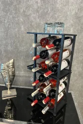 2 ADET 6 BÖLMELİ TEZGAHÜSTÜ ŞARAP STANDI MODEL-1 SİYAH - 2