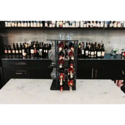 2 ADET 6 BÖLMELİ TEZGAHÜSTÜ ŞARAP STANDI MODEL-1 SİYAH - 3