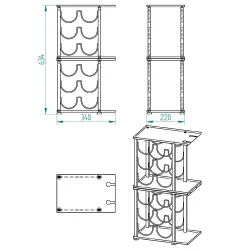 2 ADET 6 BÖLMELİ TEZGAHÜSTÜ ŞARAP STANDI MODEL-1 SİYAH - 4