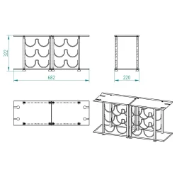 2 ADET 6 BÖLMELİ TEZGAHÜSTÜ ŞARAP STANDI MODEL-1 SİYAH - 5