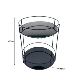 2 Katlı Banyo, Kozmetik Düzenleyici, Takı Standı, Organizer ve Çok Amaçlı Servis Sunum Tepsisi, İkramlık 23CM SİYAH - 4