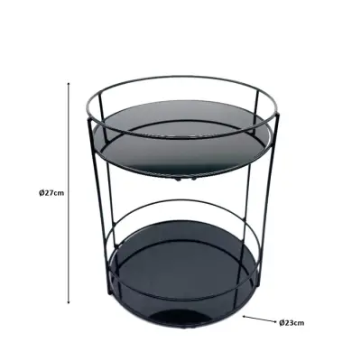 2 Katlı Banyo, Kozmetik Düzenleyici, Takı Standı, Organizer ve Çok Amaçlı Servis Sunum Tepsisi, İkramlık 23CM SİYAH - 4