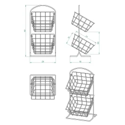 2 Katlı Mutfak Organizatörü & Meyve Sebze Sepeti, Siyah Köşe Sepeti, Mutfak Düzenleyici - 3