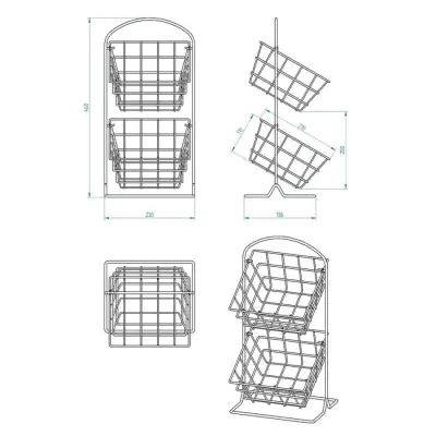 2 Katlı Mutfak Organizatörü & Meyve Sebze Sepeti, Siyah Köşe Sepeti, Mutfak Düzenleyici - 3