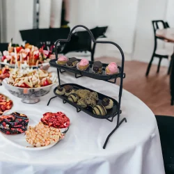 2 Katlı Siyah Melamin 13x32cm Metal Sunum Standı – İkram ve Servis İçin Model 1 Siyah - 1