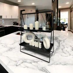 2 Katlı Üçgen Siyah Metal Banyo, Mutfak, Makyaj Organizatörü - Model 2 - 2