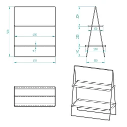 2 Katlı Üçgen Siyah Metal Banyo, Mutfak, Makyaj Organizatörü - Model 2 - 4