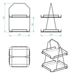 2 Katlı Üçgen Siyah Metal Banyo, Mutfak, Makyaj Organizatörü - Model 3 - 2