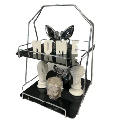 2 Katlı Üçgen Siyah Metal Banyo, Mutfak, Makyaj Organizatörü - Model 3 - 3