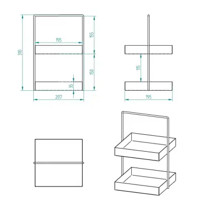 20x20 Gümüş Tezgahüstü Mutfak ve Banyo Iki Katlı Organizer - 7