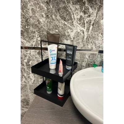 20x20 Siyah Tezgahüstü Mutfak ve Banyo Iki Katlı Organizer - 4
