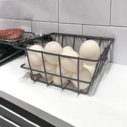 21X21cm Mutfak Meyve Sebze Sepeti Çok Amaçlı Siyah Tel Sepet - Masaüstü ve Dolap İçi Düzenleyici Organizer Siyah - 3