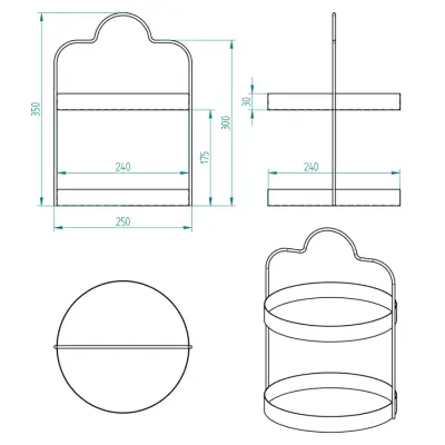 24 cm Yuvarlak Siyah İki Katlı Banyo Mutfak Makyaj Organizer Rafı Model 1 - 2
