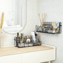 2'li Tel Raf Düzenleyici Çiçeklik Siyah Duvar Raf Seti - 3