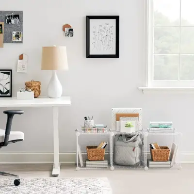 3 Bölmeli Tel Küp Çok Amaçlı Organizer Raf Beyaz 33cm Mutfak, Oyuncak, Kiler, Depolama Rafı - 1