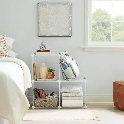 3 Bölmeli Tel Küp Çok Amaçlı Organizer Raf Beyaz 33cm Mutfak, Oyuncak, Kiler, Depolama Rafı - 4