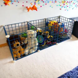 3 Bölmeli Tel Küp Çok Amaçlı Organizer Raf Mavi 33cm Mutfak, Oyuncak, Kiler, Depolama Rafı - 1