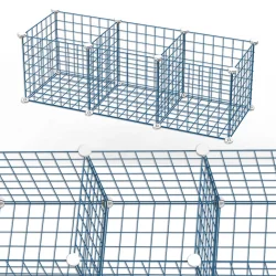 3 Bölmeli Tel Küp Çok Amaçlı Organizer Raf Mavi 33cm Mutfak, Oyuncak, Kiler, Depolama Rafı - 2
