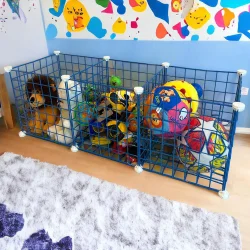 3 Bölmeli Tel Küp Çok Amaçlı Organizer Raf Mavi 33cm Mutfak, Oyuncak, Kiler, Depolama Rafı - 3