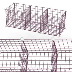 3 Bölmeli Tel Küp Çok Amaçlı Organizer Raf Pembe 33cm Mutfak, Oyuncak, Kiler, Depolama Rafı - 1