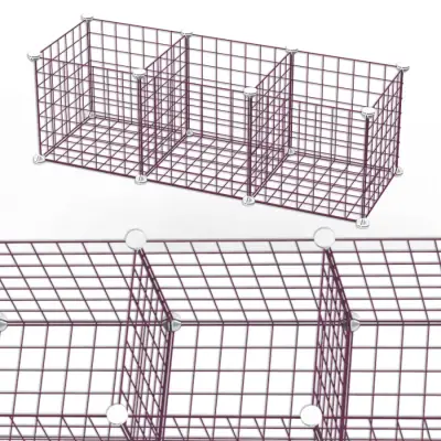 3 Bölmeli Tel Küp Çok Amaçlı Organizer Raf Pembe 33cm Mutfak, Oyuncak, Kiler, Depolama Rafı - 1