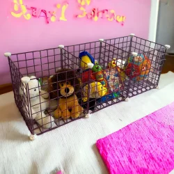 3 Bölmeli Tel Küp Çok Amaçlı Organizer Raf Pembe 33cm Mutfak, Oyuncak, Kiler, Depolama Rafı - 3