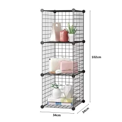 3 Bölmeli Tel Küp Çok Amaçlı Organizer Raf Siyah 33cm Mutfak, Oyuncak, Kiler, Depolama Rafı - 2
