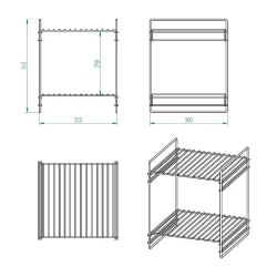 30x30 2 Kat Dekoratif Beyaz Tel Raf Demonte - 1