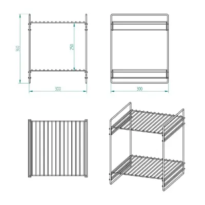 30x30 2 Kat Dekoratif Beyaz Tel Raf Demonte - 1