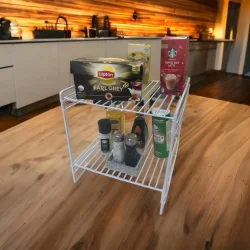 30x30 2 Kat Dekoratif Beyaz Tel Raf Demonte - 2