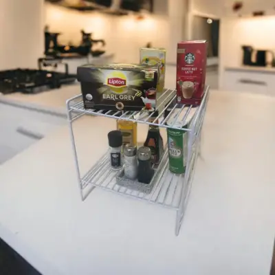 30x30 2 Kat Dekoratif Beyaz Tel Raf Demonte - 3