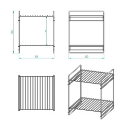 30x30 2 Kat Dekoratif Siyah Tel Raf Demonte - 1