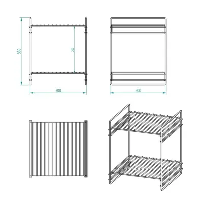 30x30 2 Kat Dekoratif Siyah Tel Raf Demonte - 1