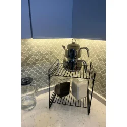 30x30 2 Kat Dekoratif Siyah Tel Raf Demonte - 4