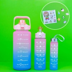 3`lü Motivasyon Matara Pembe Mavi - Krd Home