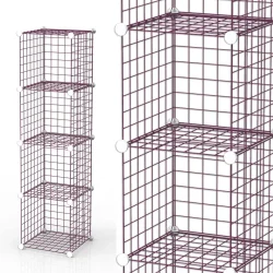 4 Bölmeli Tel Küp Çok Amaçlı Organizer Raf Pembe 33cm Mutfak, Oyuncak, Kiler, Depolama Rafı - 4