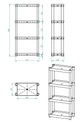 4 Raflı Plastik Banyo & Mutfak Organizer (Small Model) - 3