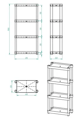 4 Raflı Plastik Banyo & Mutfak Organizer (Small Model) - 3