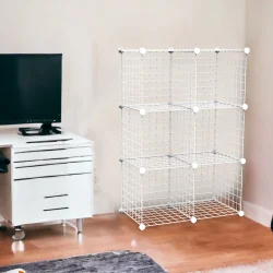 6 Bölmeli Tel Küp Çok Amaçlı Organizer Raf Beyaz 33cm Mutfak, Oyuncak, Kiler, Depolama Rafı - 2