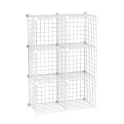 6 Bölmeli Tel Küp Çok Amaçlı Organizer Raf Beyaz 33cm Mutfak, Oyuncak, Kiler, Depolama Rafı - 3