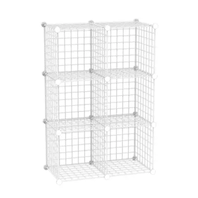 6 Bölmeli Tel Küp Çok Amaçlı Organizer Raf Beyaz 33cm Mutfak, Oyuncak, Kiler, Depolama Rafı - 3