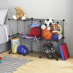 6 Bölmeli Tel Küp Çok Amaçlı Organizer Raf Siyah 33cm Mutfak, Oyuncak, Kiler, Depolama Rafı - 2